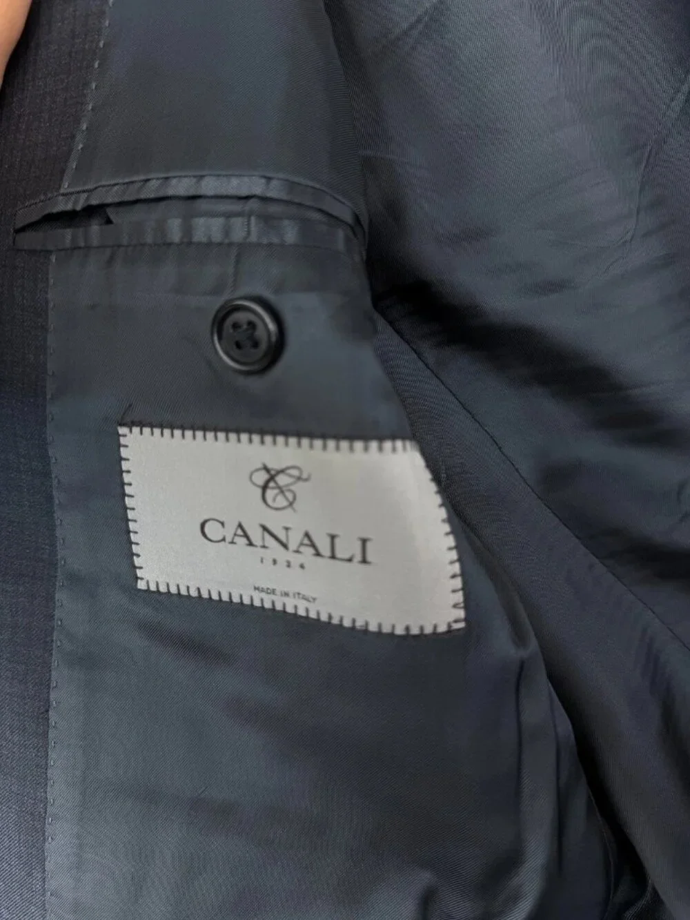 Canali Mens Charcoal Gray Blazer Sport Coat Micro Check Single Breasted Lined